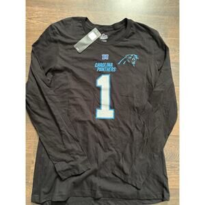 Majestic Cam Newton Women’s Long Sleeve T-shirt Sz XL Numbers And Name Sparkle